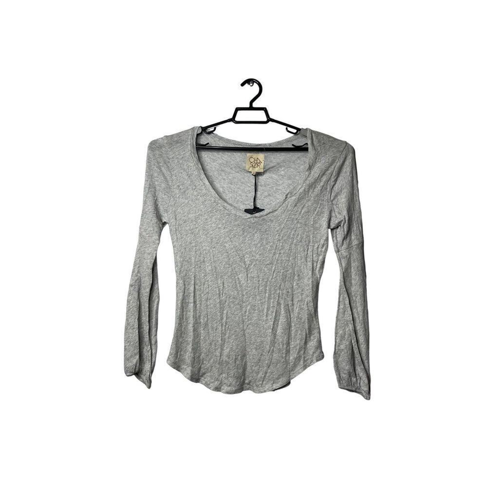 Chaser Womens Pullover Long Sleeves Tee‎ Heather Gray New With Flaws Medium